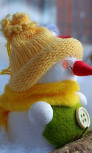 Preview wallpaper new year, christmas, holiday, snowmen, wool, balcony