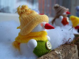 Preview wallpaper new year, christmas, holiday, snowmen, wool, balcony
