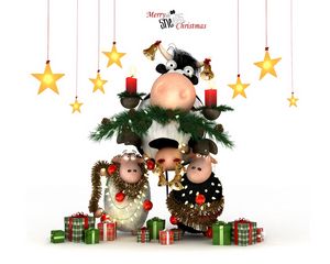 Preview wallpaper new year, christmas, lambs, cow