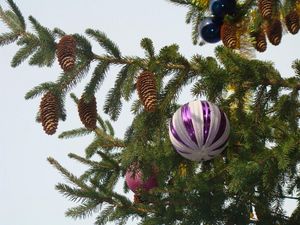 Preview wallpaper new year, christmas, needles, twigs, tree, cones, toys