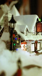 Preview wallpaper new year, christmas, ornament, house, snow, cosiness