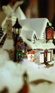 Preview wallpaper new year, christmas, ornament, house, snow, cosiness