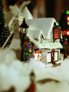 Preview wallpaper new year, christmas, ornament, house, snow, cosiness