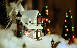 Preview wallpaper new year, christmas, ornament, house, snow, cosiness
