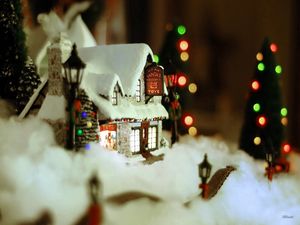 Preview wallpaper new year, christmas, ornament, house, snow, cosiness