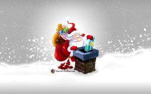 Preview wallpaper new year, christmas, santa claus, gift, pipe, roof