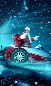 Preview wallpaper new year, christmas, santa claus, blizzard, night, presents, inscription