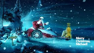 Preview wallpaper new year, christmas, santa claus, blizzard, night, presents, inscription