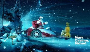 Preview wallpaper new year, christmas, santa claus, blizzard, night, presents, inscription