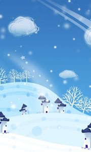 Preview wallpaper new year, christmas, snow, winter, houses, blizzard