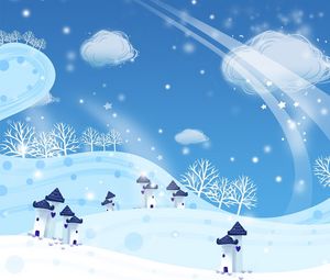 Preview wallpaper new year, christmas, snow, winter, houses, blizzard