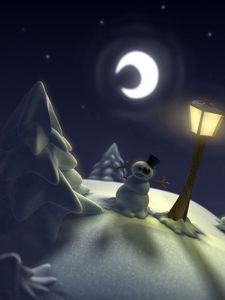 Preview wallpaper new year, christmas, snowman, bruise, moon