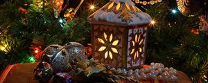 Preview wallpaper new year, christmas, tree, lights, toys, garlands, decoration