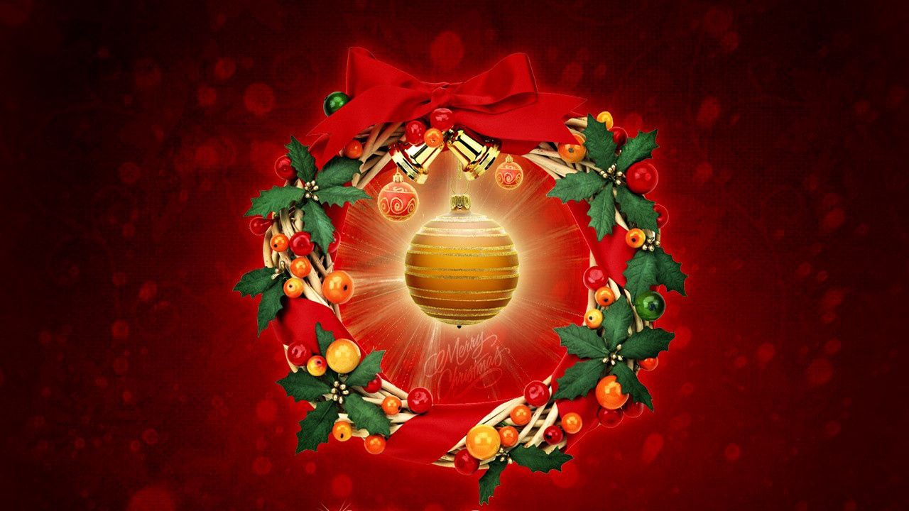 Wallpaper new year, christmas, wreath, sphere, congratulation