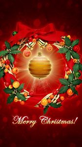 Preview wallpaper new year, christmas, wreath, sphere, congratulation