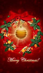 Preview wallpaper new year, christmas, wreath, sphere, congratulation