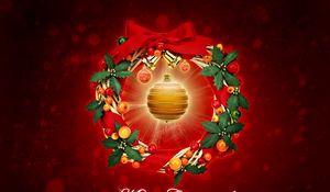 Preview wallpaper new year, christmas, wreath, sphere, congratulation