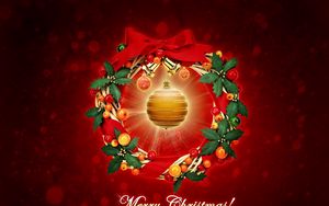 Preview wallpaper new year, christmas, wreath, sphere, congratulation