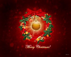 Preview wallpaper new year, christmas, wreath, sphere, congratulation