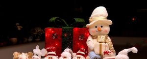 Preview wallpaper new year, holiday, christmas, snowmen, santa claus, gifts, toys