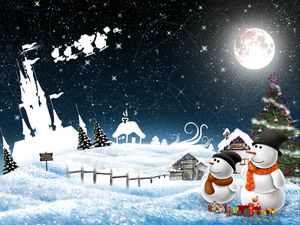 Preview wallpaper new year, snowmen, night, greeting, holiday, christmas