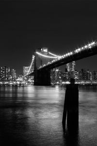 Preview wallpaper new york, bridge, building, night, black white