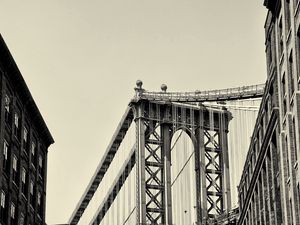 Preview wallpaper new york, bridge, sky, black and white