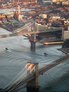 Preview wallpaper new york, bridge, view from above, building