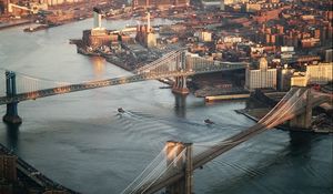 Preview wallpaper new york, bridge, view from above, building