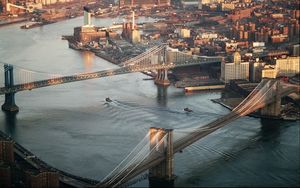 Preview wallpaper new york, bridge, view from above, building