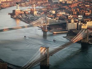 Preview wallpaper new york, bridge, view from above, building