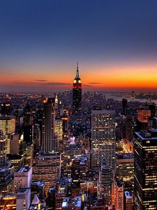 Preview wallpaper new york, building, city, skyscrapers, evening