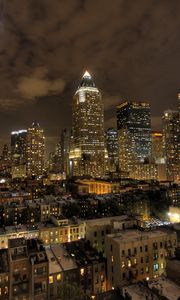 Preview wallpaper new york, buildings, night light