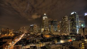 Preview wallpaper new york, buildings, night light