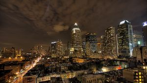 Preview wallpaper new york, buildings, night light