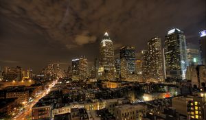 Preview wallpaper new york, buildings, night light