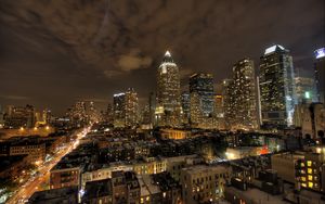 Preview wallpaper new york, buildings, night light