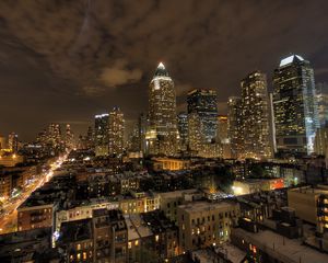 Preview wallpaper new york, buildings, night light