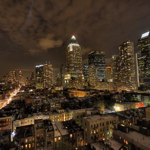 Preview wallpaper new york, buildings, night light