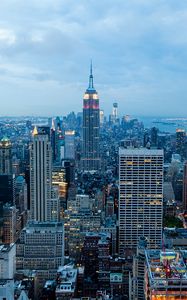 Preview wallpaper new york, buildings, skyscrapers, night, view from above