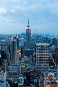 Preview wallpaper new york, buildings, skyscrapers, night, view from above