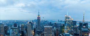 Preview wallpaper new york, buildings, skyscrapers, night, view from above