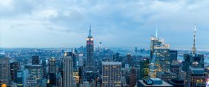 Preview wallpaper new york, buildings, skyscrapers, night, view from above