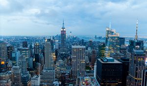 Preview wallpaper new york, buildings, skyscrapers, night, view from above