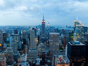 Preview wallpaper new york, buildings, skyscrapers, night, view from above