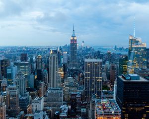 Preview wallpaper new york, buildings, skyscrapers, night, view from above