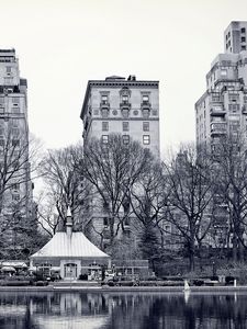 Preview wallpaper new york, central park, lake, trees, buildings