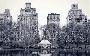 Preview wallpaper new york, central park, lake, trees, buildings