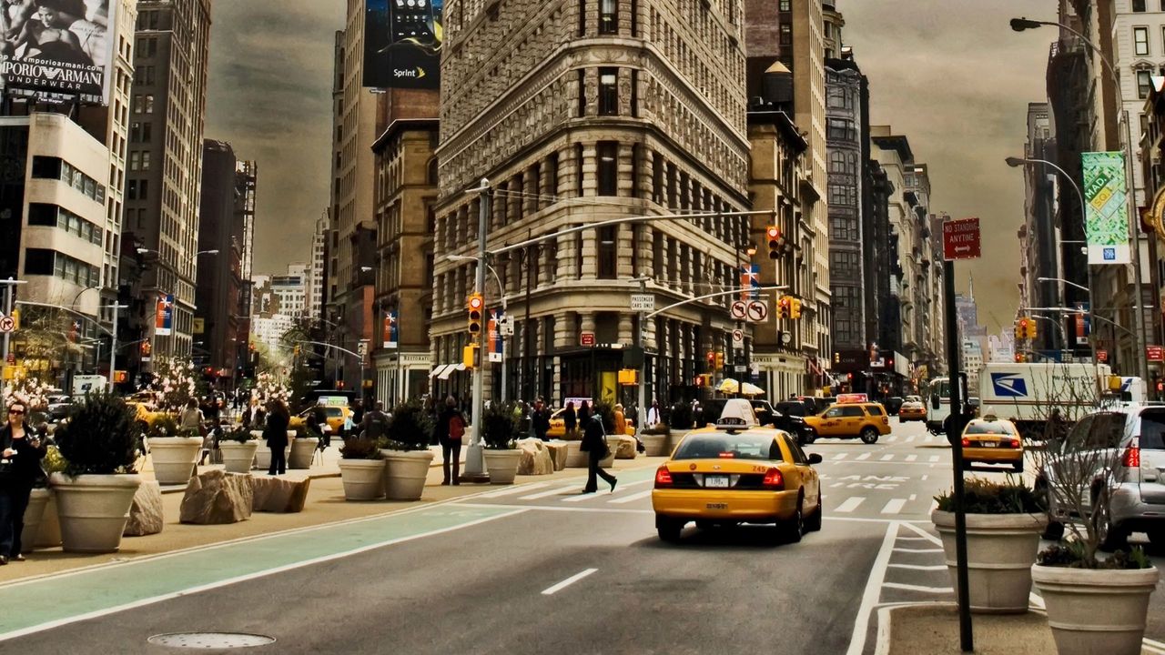 Wallpaper new york, city, building, street, cars, traffic
