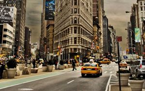 Preview wallpaper new york, city, building, street, cars, traffic